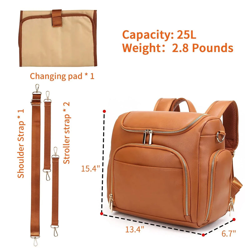 Baby Diaper Leather Back Pack